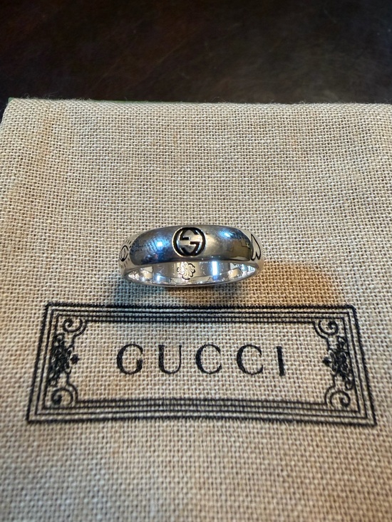 Gucci Jewelry - New Authentic Gucci GG Logo Blind For Love Silver Ring